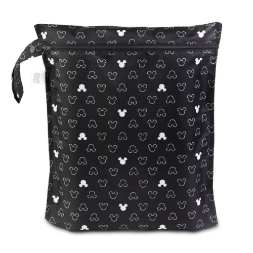 Bumkins Disney Waterproof Wet Bag for Baby, Travel, Swim Suit, Cloth Diapers, Pump Parts, Pool, Beach, Gym Clothes, Toiletry, Hook to Stroller, Daycare, Zip Reusable Wetdry Packing, Mickey Mouse Icon