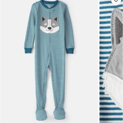Toddler Boy Dog Striped 100% Cotton Snug Fit Footie 1-Piece Pajamas - Blue | Carter's