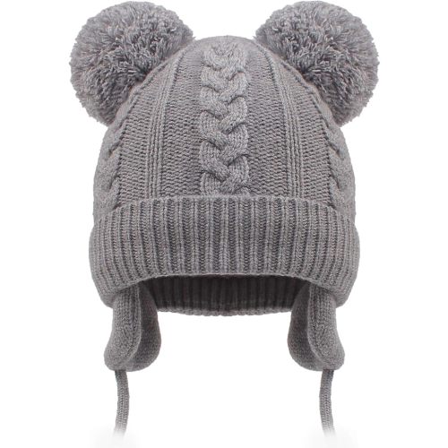 Duoyeree Toddler Winter Hat with Earflap Scarf Hood Thick Warm Kids Skull Cap for Baby Girls Boys