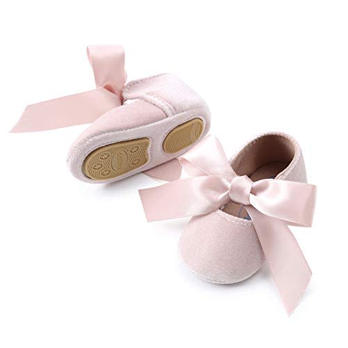 KIDSUN Infant Baby Girls Mary Jane Shoes Non-Slip Rubber Sole Ballet Slippers Princess Dress Wedding Shoes Newborn Crib Shoes First Walkers Shoes