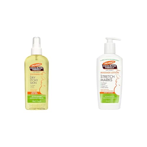 Palmer's Cocoa Butter Formula Massage Lotion for Stretch Marks & Cocoa Butter Formula Soothing Oil with Vitamin E, Dry, Itchy Skin Relief, Pregnancy-Safe Anti-Itch Body Oil, 5.1 Ounces