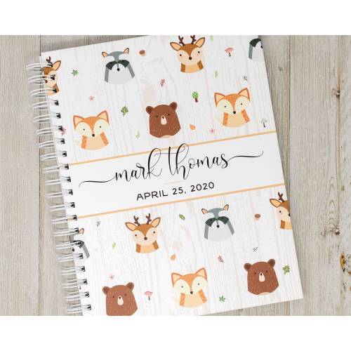 Woodland Baby Book - Hardcover First Year Baby Journal - Personalized Baby Memory Book - Baby Boy or Girl - Forest Friends