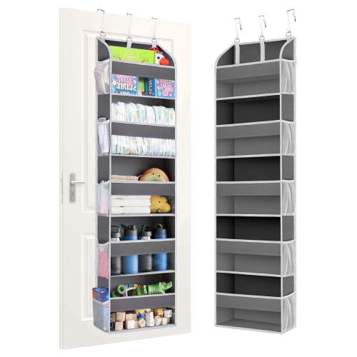 DARZU Torio Over the Door Storage Organizer, 15-Pocket Hanging Organizer for Kids Toys Diapers, Grey