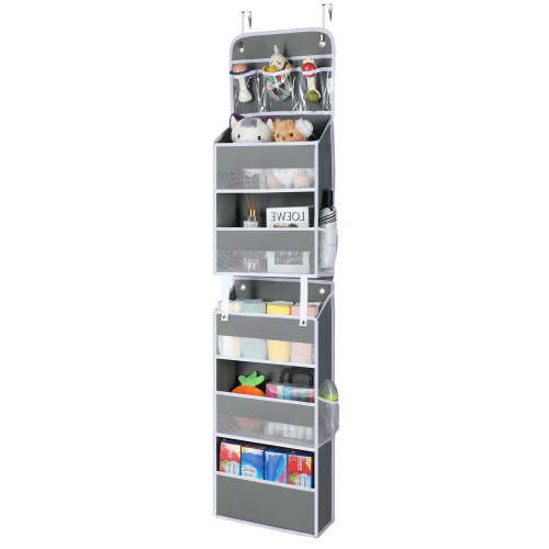 Over Door Organizer, Delamu 1 Split into 2 Hanging Storage Organization for Bathroom, 5-tier Door Organizer Hanging