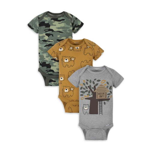 Gerber Organic Cotton Baby Boy Bear Bodysuit, 3 Pack