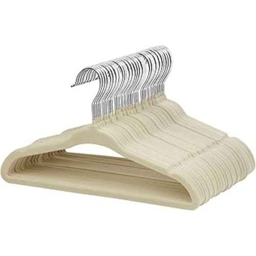 ManGotree Baby Velvet Clothes Hangers, Kids Toddler Children's Hangers for Clothes Space Saving Non-Slip (30 Pack, Beige)