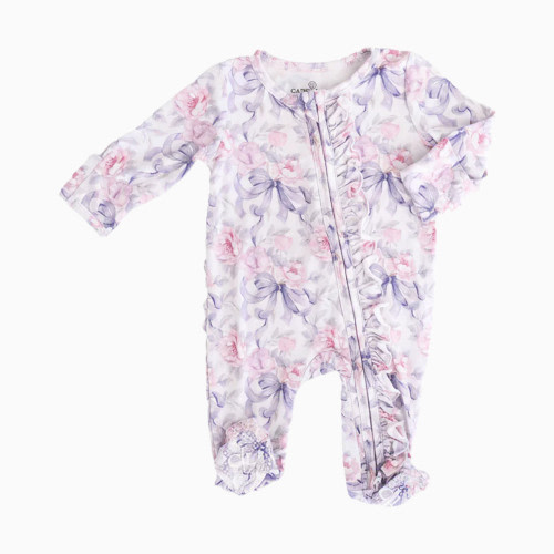 Caden Lane Ruffle Zipper Footie - Leighton's Lavender, 3-6 M