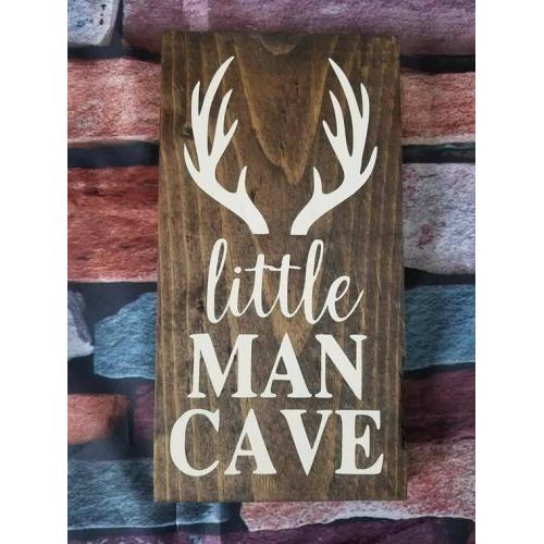 Rustic "Little man cave" hunting antlers deer cute boys room nursery funny child bedroom