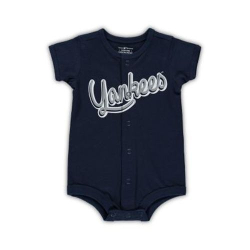 Newborn and Infant Boys and Girls Navy New York Yankees Stripe Power Hitter Romper