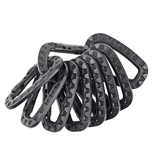 IEBUOBO Tactical Carabiner Keychain 12 Pack – Heavy-Duty Polymer D-Ring Clips, Lightweight MOLLE Backpack Hook, Quick-Lock Gear Clip for Outdoor Camping, Hiking, Survival (Not for Climbing)