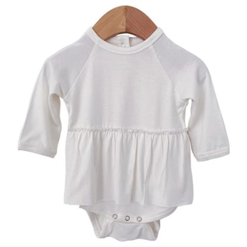 Long Sleeve Skirted Bodysuit, Cloud White, Size: 3 - 6 mo.
