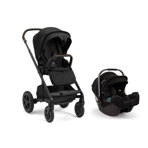 Nuna MIXX Next Stroller w/ Magnetic Buckle + PIPA RX Infant Car Seat Travel System  - Caviar/Chocolate