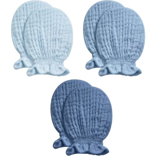 Pro Goleem Baby Mittens for Newborn Boys & Girls, Soft Organic Cotton Muslin No Scratch Gloves with Elastic Strap,Infant Essentials 0-6 Months,Neutral Dusty Blue, Baby Registry Must Haves Gift
