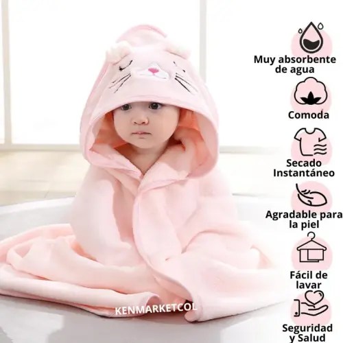 Toalla para Bebe Niños Suave Con Capota Multiusos"