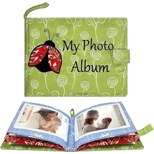 Baby Soft Photo Albums My First Family Album Soft Cloth Baby Photo Book My First Family Photo Album -Soft Cloth,Baby Safe,Holds 4x6 Photo Album (Green)