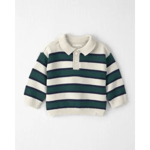 Baby Boy Organic Cotton Sweater Knit Polo in Stripes - Little Planet | Carter's