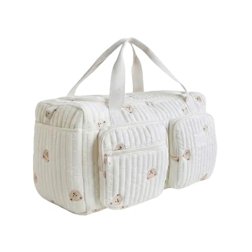 Cute Diaper Bag Large Capacity Quilted Tote, Soft Mommy Hospital Maternity Bag for Travel and Everyday Use