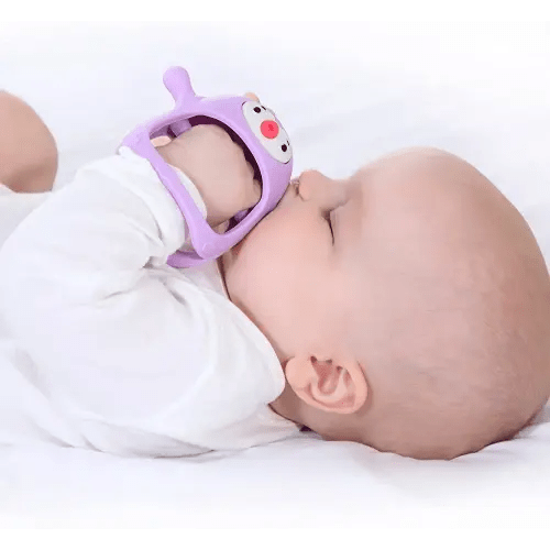 Smily Mia Penguin Buddy Never Drop Silicone Baby Teething Toy for 0-6month Infants, Baby Chew Toys for Sucking Needs, Hand Pacifier for Breast Feeding Babies, Car Seat Toy for New Born,Light Purple