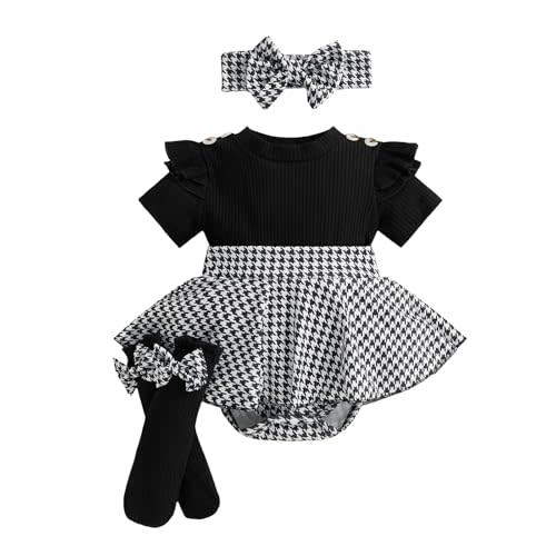 Giraropa Newborn Baby Girl Clothes Smocked Bubble Romper Dress + Socks + Headband Cute Spring Summer Baby Girl Clothes
