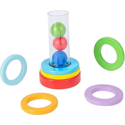 Montessori Interactive Stacking Rings and Balls for Babies 6-12 Months - Clear Tube Fun