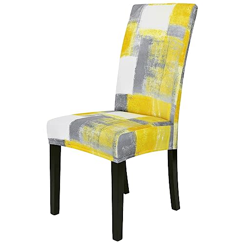 Gibelle Dining Room Chair Covers Set of 6, Stretch Parsons Chair Slipcovers Universal Removable Washable Chair Seat Covers Protector for Dining Room, Kitchen, Hotel and Party, Yellow