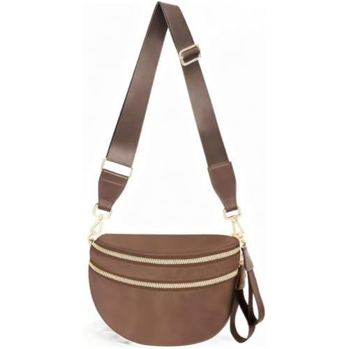 Checkered Crossbody Bags for Women Nylon Bum Bag Spacious Trendy Fanny Pack Large Sling Bags with Adjustable Strap