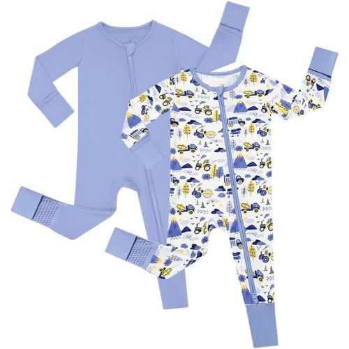 JunNeng Viscose from Bamboo Baby Boy Sleeper with Mitten Cuffs, Footless Soft Zippy Pajamas, Sleep N' Play Romper 0-18 Months