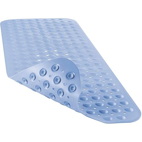 YINENN Bath and Shower Safety Mats 40x16 inch, Non Slip with Suction Cups for Bathroom Stall and Tub Floor, Extra Large and Machine Washable, Drain Holes Keep Bathtub Clean, Light Blue