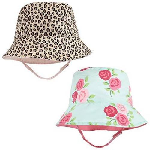 Hudson Baby Infant Girl Sun Protection Hat, Mint Floral Leopard