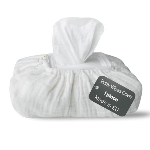 Baby Wipes Cover – Universal Size, One Size Fits All Wipes Packages | Muslin Cotton Tissue Cover for Nursery, Diaper Bag & Changing Table, Station | Gingham & Neutral Patterns (Cream)