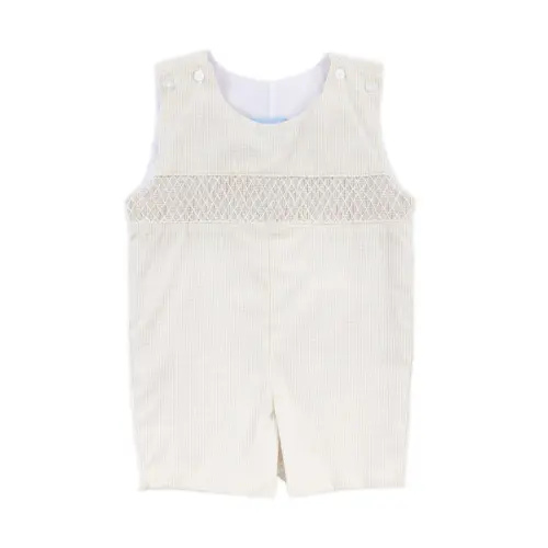 Geo Smocked Tan Gingham Jon Jon - 12M