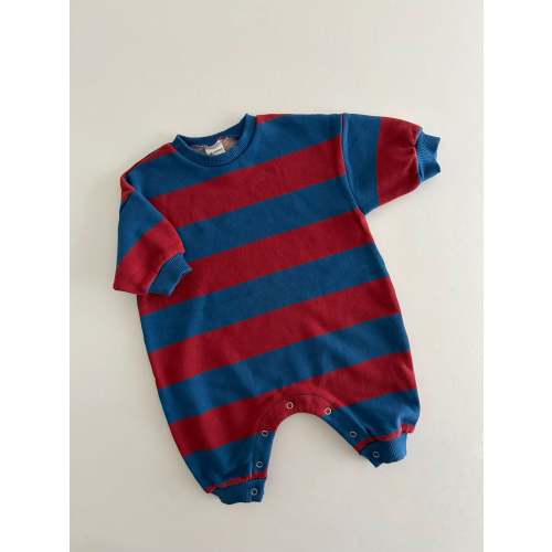[At Noon Original Design] Baby Soft French Terry Cotton Stripe Jumpsuit (6m-3y) - 4 Colors | AT NOON STORE