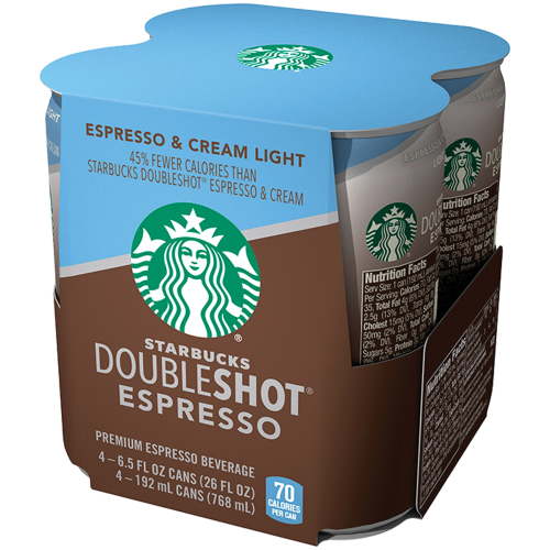 Starbucks Doubleshot Espresso, Espresso & Cream Light, 6.5 oz Cans, 4 pack