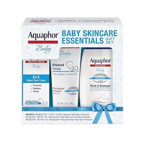 Aquaphor Baby Skin Care Essentials Gift Set, 3 Item Variety Pack