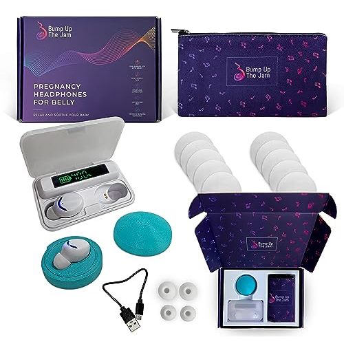 Baby Bump Headphones (Bluetooth), Safe & Sound Technology (Safe Volume Limit), Skin-Friendly Tape, Dual Speaker (Mom+Baby), Enhanced Bonding with Belly Headphones for Pregnant Women