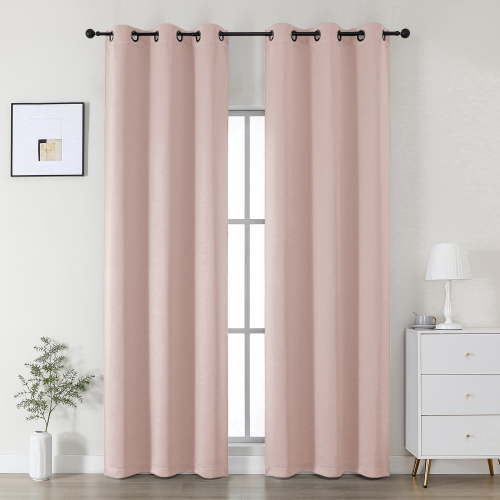 OVZME Kalme 2 Panels Blush Grommet Blackout Curtains 84 inch Length, Thermal Insulated Room Darkening Curtain Drapes for Living Room Bedroom, Each W40 x L84 inch, Blush