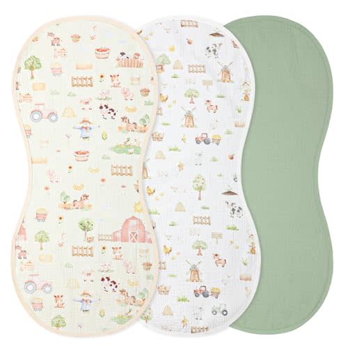 Hahafelt 3 Pcs Changing Pad Liners Fits in Peanut Shape Changing Pad Waterproof Diaper Mats Organic Cotton Peanut Mats are Warm on Baby's Back, Washable Reusable (Farm,Colorful)