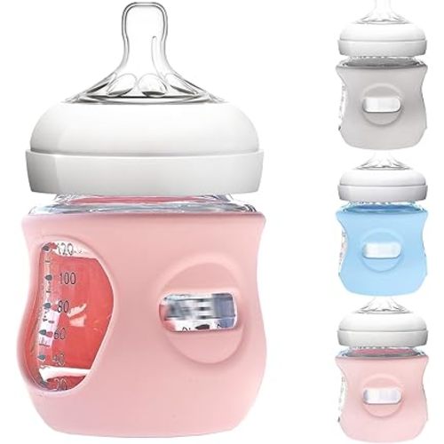 3 Pack Silicone Sleeve for Philips Avent Glass Bottle - Shatter Proof Natural Silicone Bottle Sleeve for Anti Colic Baby Bottles 8 oz & 4 oz - Anti Flow Sleeve for Infant Bottles