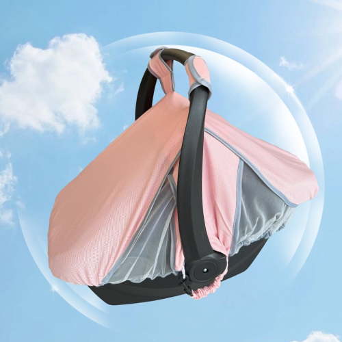 Summer Baby Car Seat Cover, Sun Shade Cover with mosquito net for baby, 2 in 1 Breathable baby Car Seat sun shade Canopy and bug net, Patent design, Pink