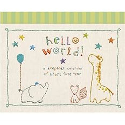 Amazon.com : C.R. Gibson Animals 'Hello World' Baby Calendar Baby First Year Tracker, 11'' W x 18'' H : Baby