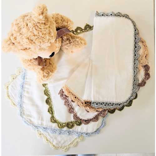 Handmade Crochet Edge Muslin Burp Cloth – cream