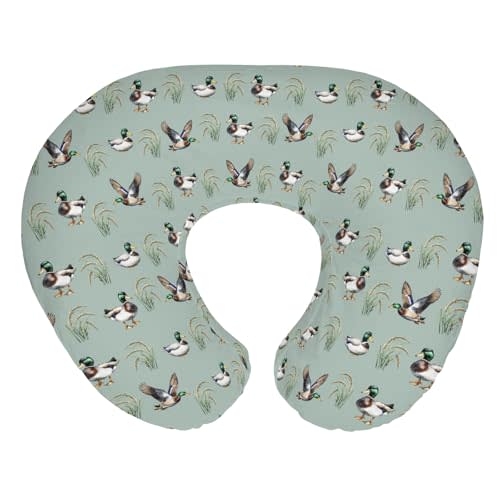 Green Mallard Ducks Baby Nursing Pillow Covers for Boy Girl Duck Hunting Season Nursery Feeding Pillowcase for Breastfeeding Pillows Lake Wild Ducks Hunter Soft Stretchy Slipcovers for Newborn Infant