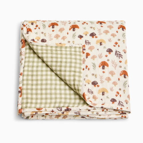 Organic Cotton Muslin Blanket - Mushroom Forest