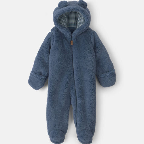Baby Boy Bear Teddy Fleece Long-Sleeve Jumpsuit - Blue | Carter’s Oshkosh Canada