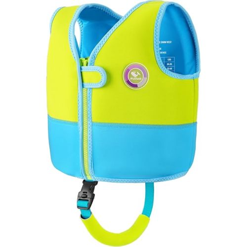 Pottwal Swim Vest for Kids - Swim Jacket for 1-2 Years (24-33LBS) - Buoyancy Aid Made of Neoprene & EPE - with Adjustable Crotch Strap