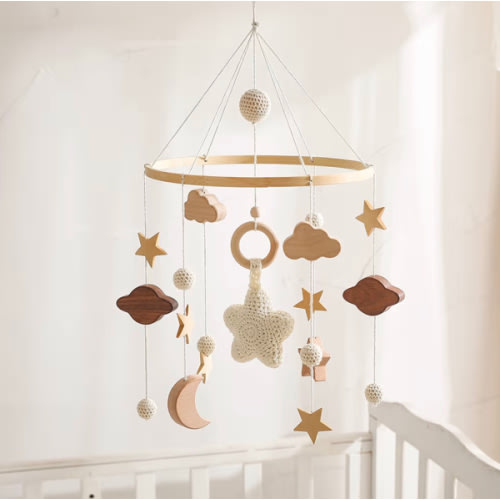 let's make Baby Crib Mobile for Boys Girls| Boho Nursery Mobile| Gender Neutral Hand-Crocheted Mobile| Ceiling Mobile - Stars, Clouds, Moon