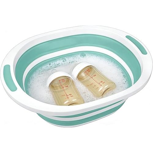 Collapsible Wash Basin for Baby Bottles, Cutting Board for Kitchen, BBQ Prep Tub for RV Home Foldable Dish Pan for Kitchen Sink, Ice Beverage Tubs Cleaning Supplies for Outdoor Camping Veggies Washing