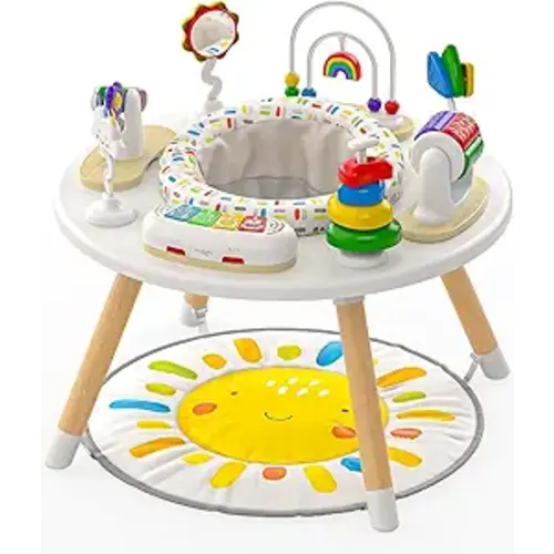 Move2Play 4-in-1 Baby Activity Center | Montessori-Inspired Design | 8 Interactive Toys | Tummy Time, Exersaucer & Toddler Table | Shower Gift | Essential | Must Have for 3, 6, 12 Month Old (Sun)