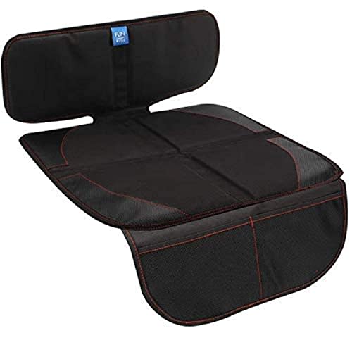 funbliss Car Seat Protector for Child Car Seat,Auto Seat Cover Mat for Under Carseat with Thickest Padding to Protect Leather & Fabric Upholstery,PVC Leather Reinforced Corners