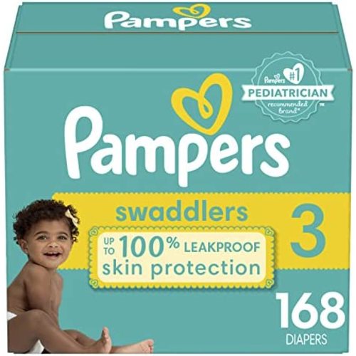Diapers Size 3, 168 Count - Pampers Swaddlers Disposable Baby Diapers, (Packaging May Vary)